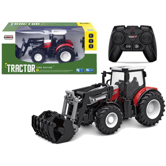 Tractor Rojo Control Remoto 2.4G con Cubo Movible 1:24