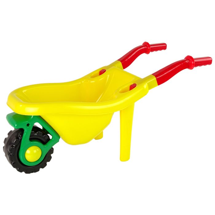 Carretilla de jardín amarilla de Hemar, ideal para pequeños jardineros.