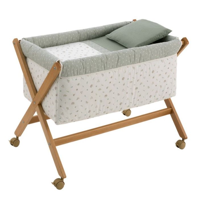 Minicuna Tijera Madera Calma Verde/natural 55x87x74 Cm - Cambrass