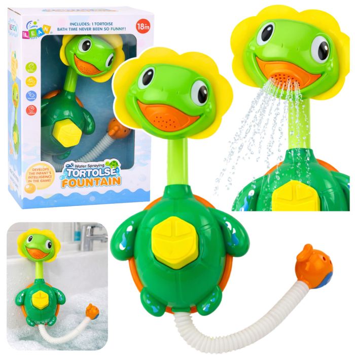 Tortuga de baño con ducha de fuente y ventosas