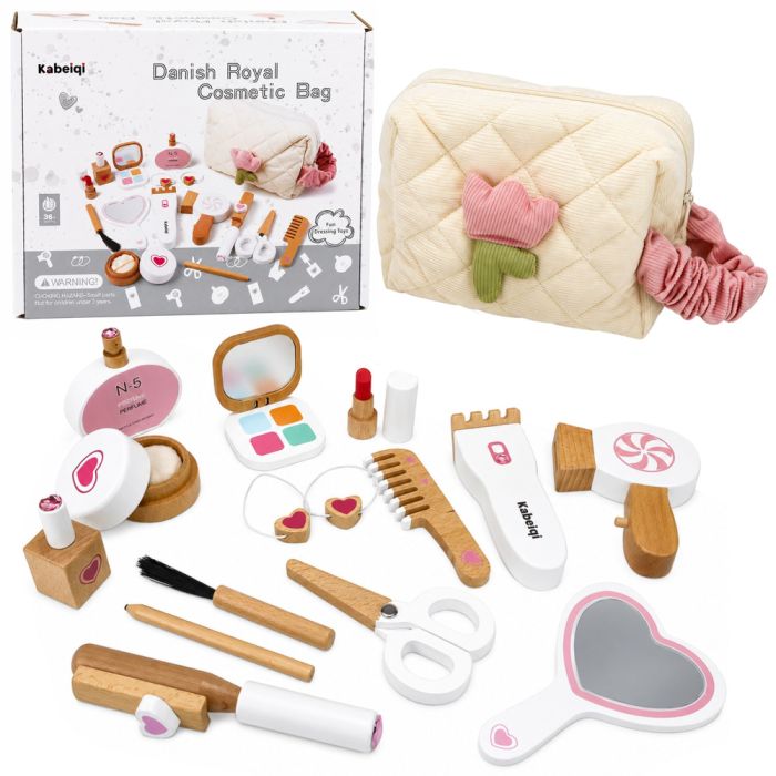 Set de maquillaje de madera con accesorios creativos de Lean toys.