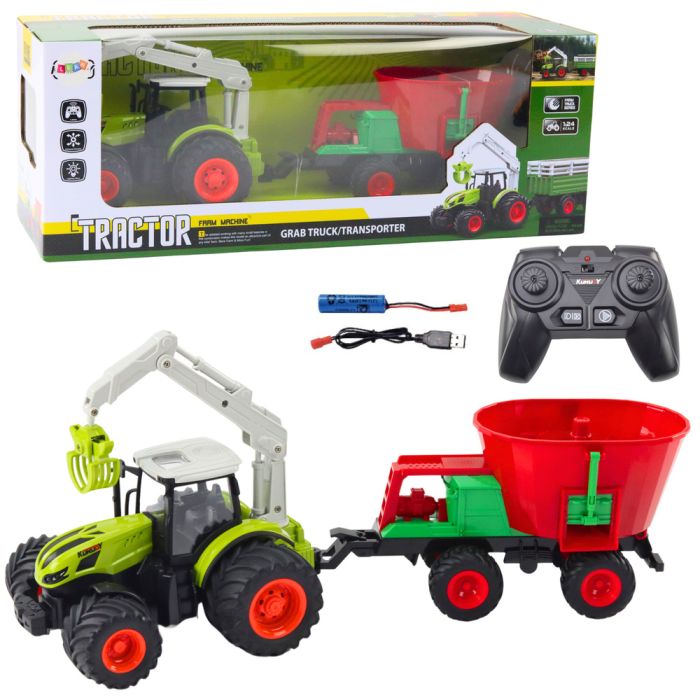 Tractor Agrícola con Sembradora y Agarrador Rotativo RC 2.4G