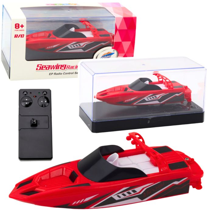 Barco de motor control remoto blanco y rojo 15cm