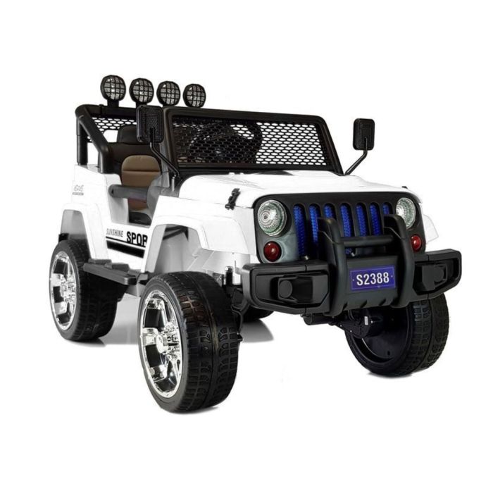 Coche eléctrico todoterreno infantil S2388 blanco con puertas abribles