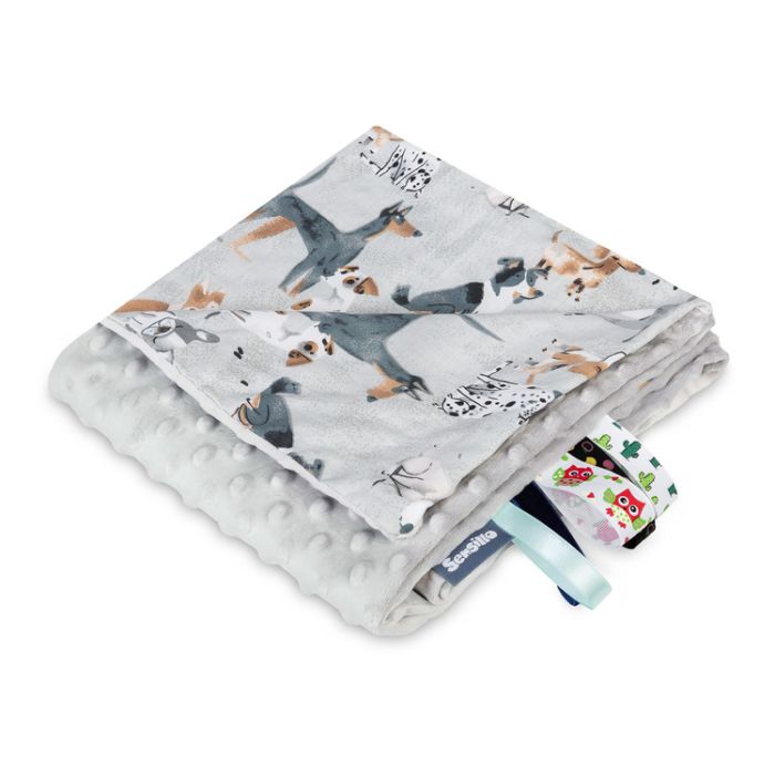 Manta Minky Sensillo 75x100 con diseño de perros grises