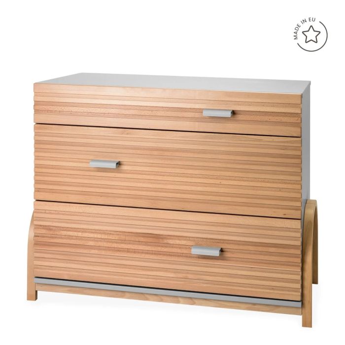 Cómoda INFINITY Waldin en gris con frentes de madera de haya