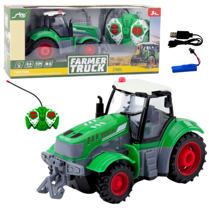 Tractor Agrícola Control Remoto Verde 1:24