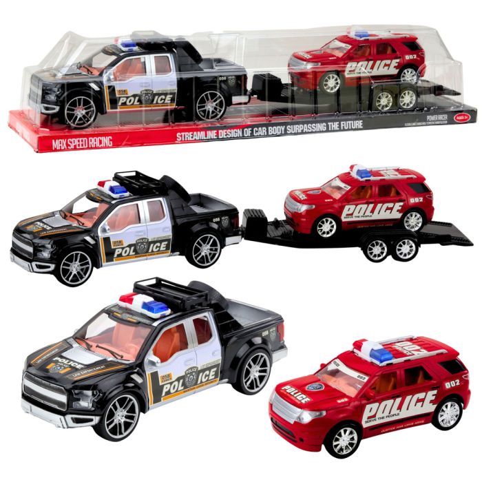 Set de Coche de Policía Todo Terreno con Grúa y Patrulla