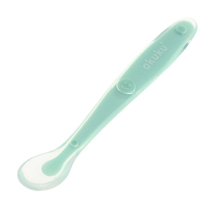 Cuchara de Silicona Verde Akuku - Alimentación Segura para Bebés