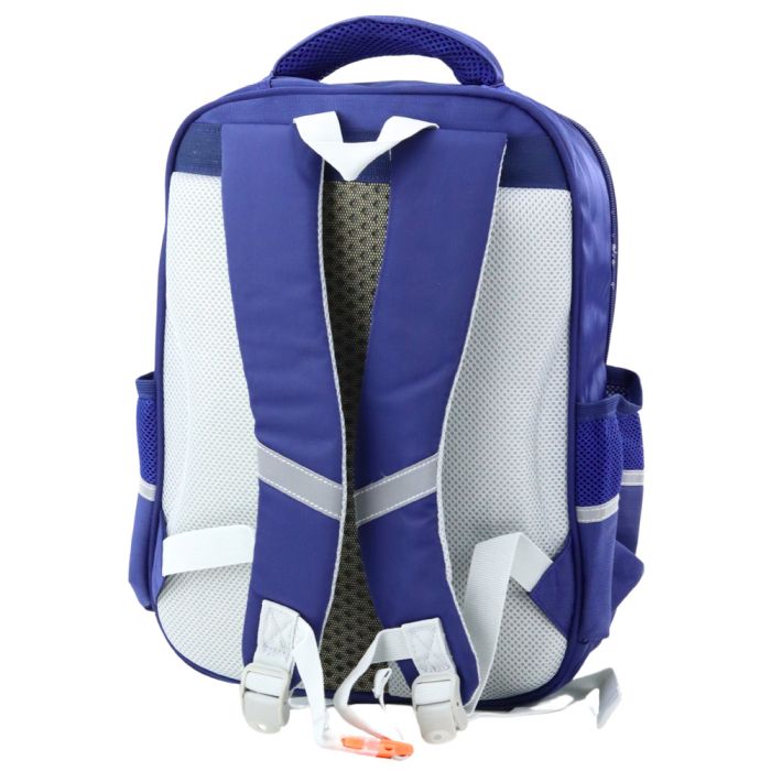 Mochila Escolar con Parches de Dinosaurios Azul Marino 39x27x15cm