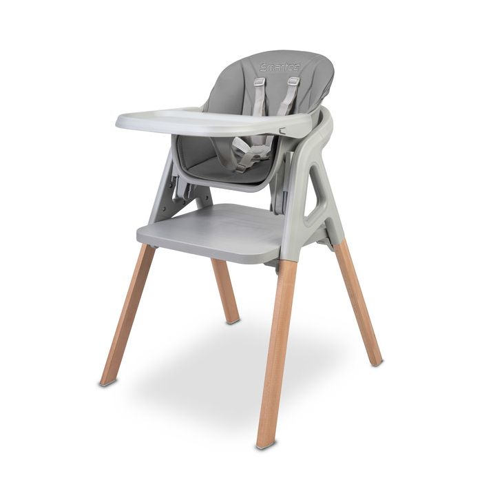 Silla alta multifuncional Caretero Smartee gris con bandeja ajustable