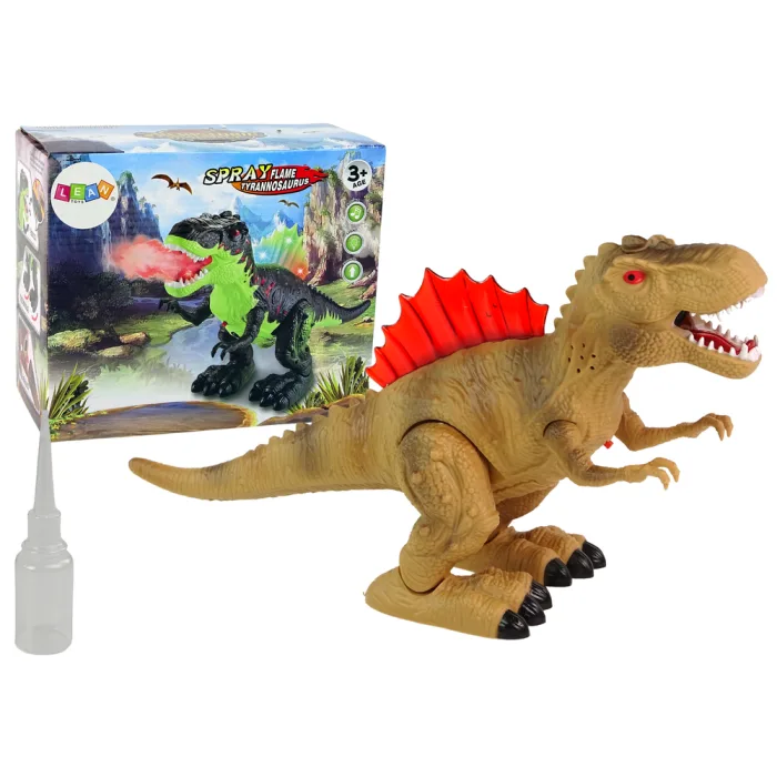 Dinosaurio que Echa Fuego con Luces y Batería Marrón