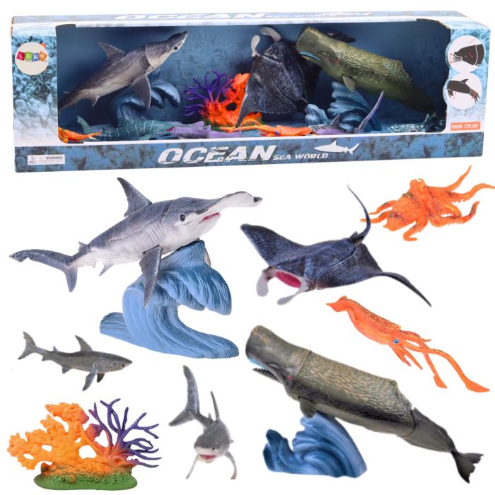 Juego de Figuras de Animales Marinos con Elementos Móviles