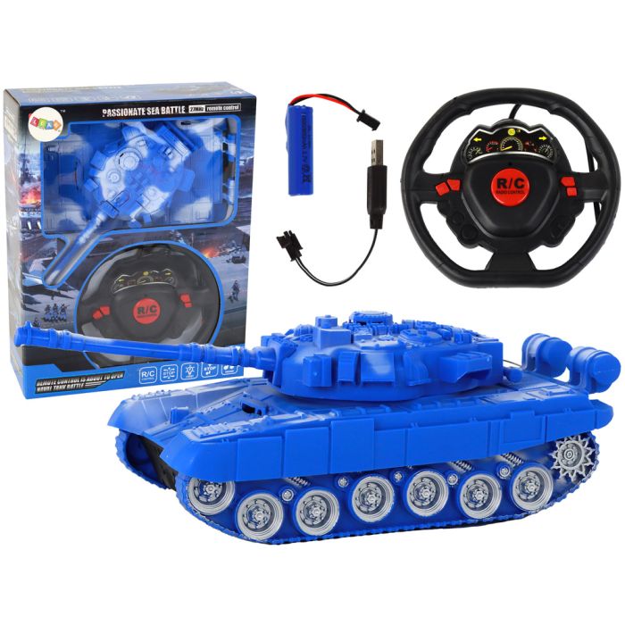 Tanque a Control Remoto Azul con Luces y Sonido 1:18 27MHz