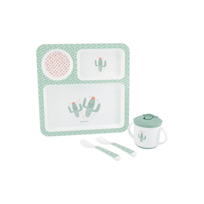 Juego de vajilla 4 uds Kikkaboo Cactus Menta para bebés