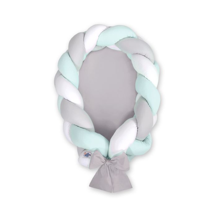 Braided Baby Nest 2 In 1 - White-gray-mint