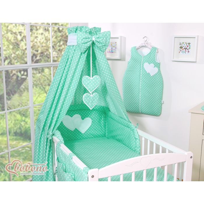 Dosel de Cuna My Sweet Baby - Corazones Colgantes en Mint
