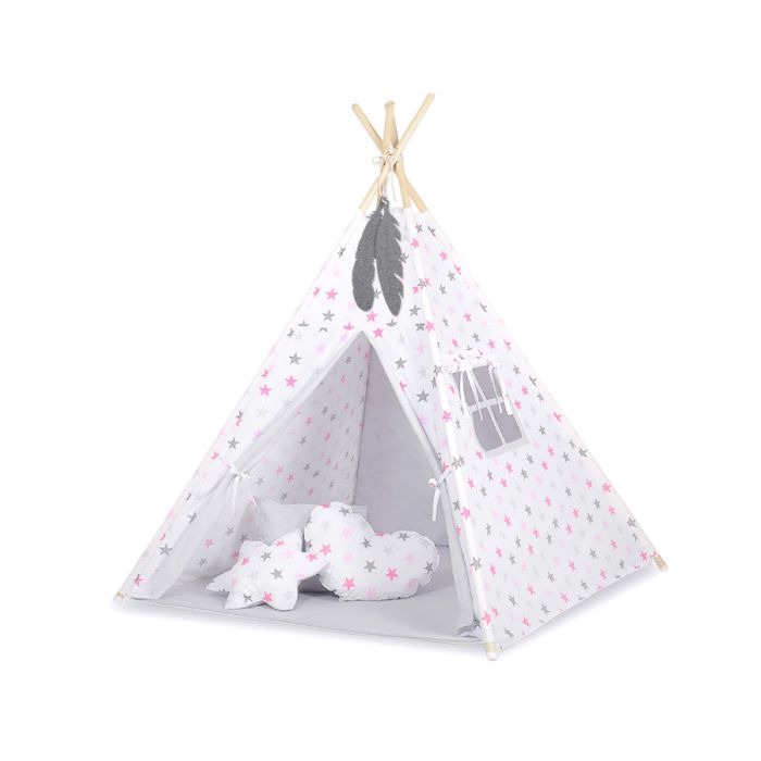 Tipi Infantil My Sweet Baby con Alfombra y Plumas Decorativas