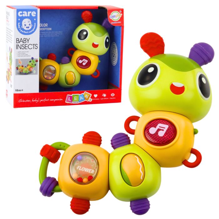 Oruga Sensorial Interactiva Musical con Sonajero y Mordedor