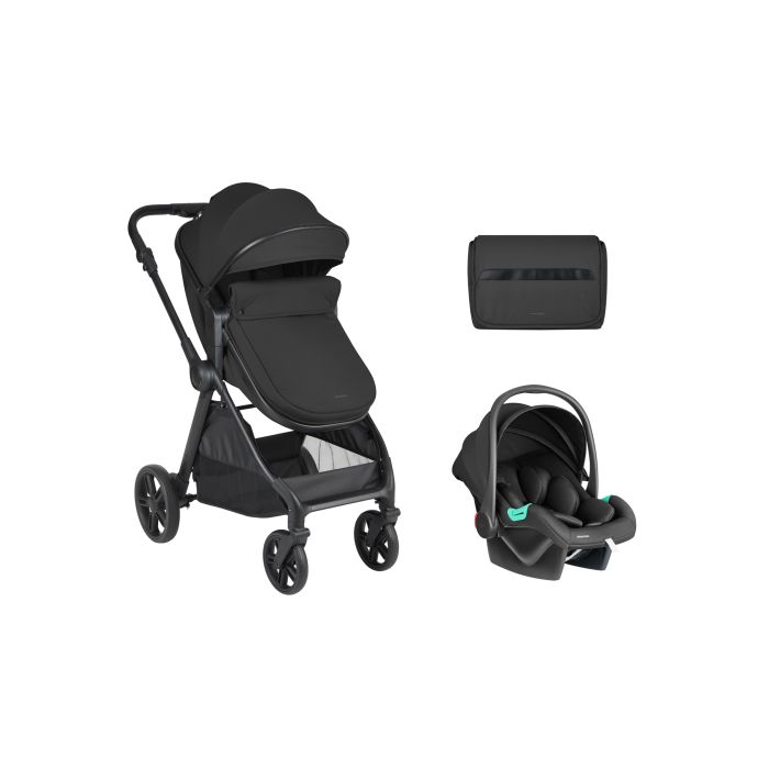 Cochecito 3 en 1 Eloe Negro de Kikkaboo con característica transformable.
