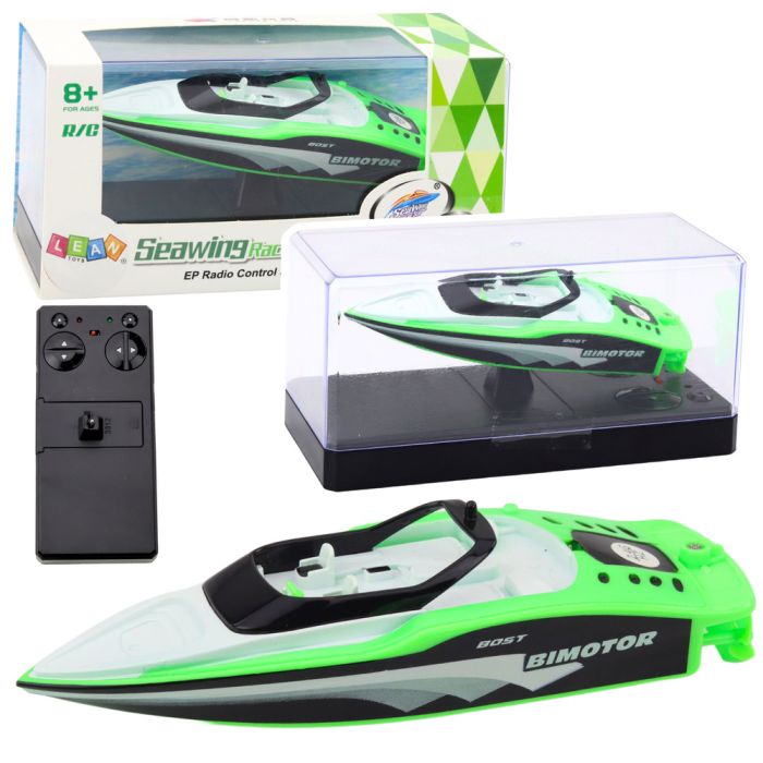 Barco de motor control remoto blanco-verde 15cm