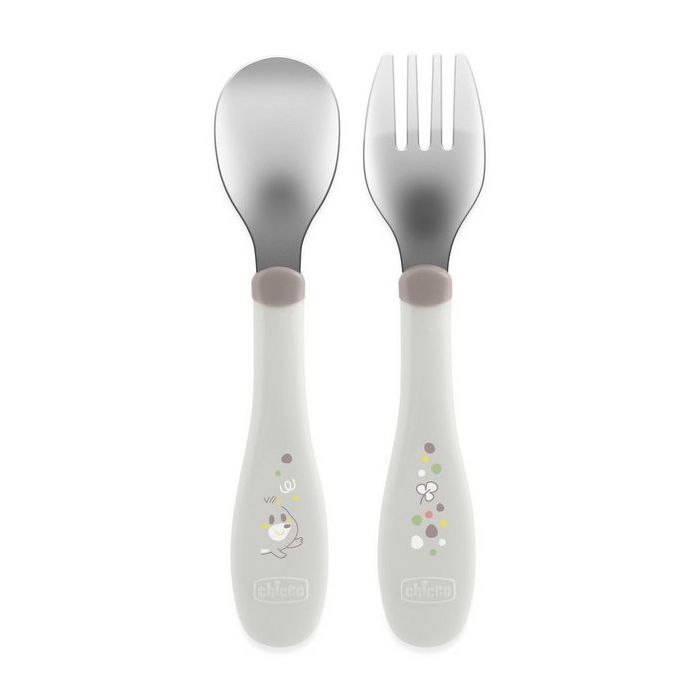 Cubertería de Metal Chicco para Bebés - 18 meses en Gris