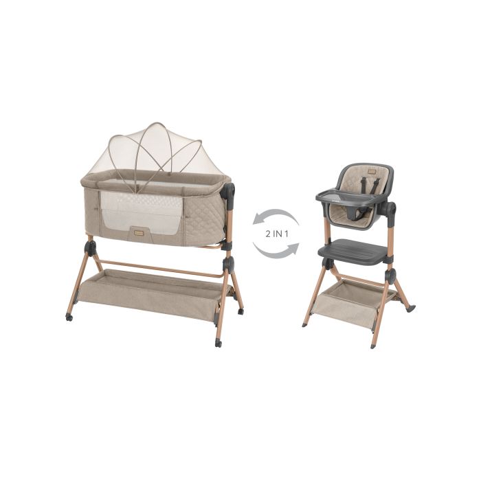 Cuna de colecho y trona 2en1 Kikkaboo Sleat Me Beige