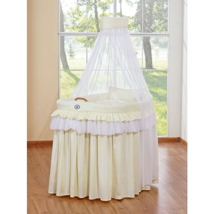 Set de Moisés de Mimbre con Ruedas y Dosel - Little Princess Crema de My Sweet Baby