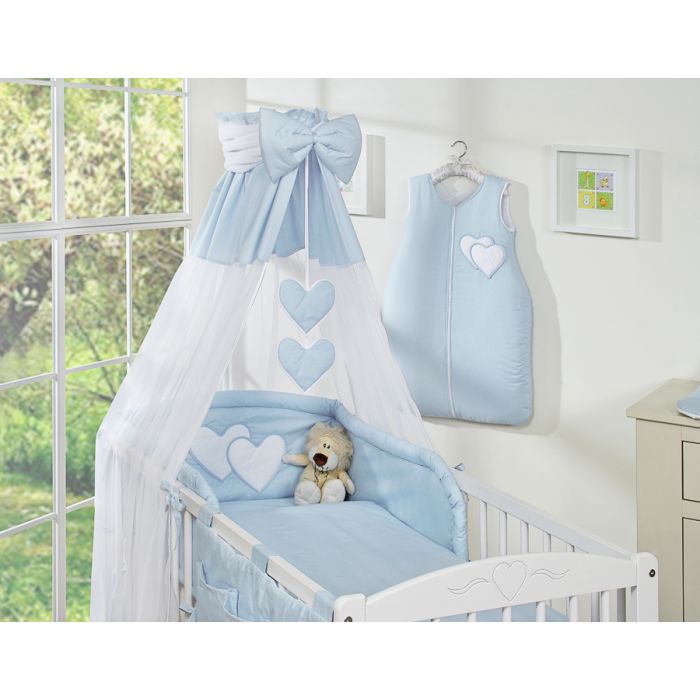 Juego de Cuna 5 Piezas My Sweet Baby con Dosel Corazones Azules