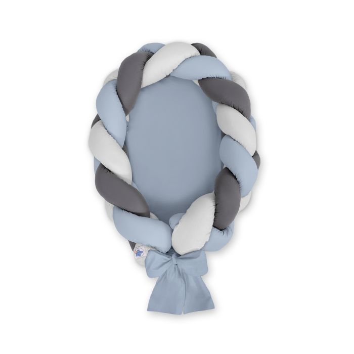 Braided Baby Nest 2 In 1 - Pastel Blue - Gray - Anthracite