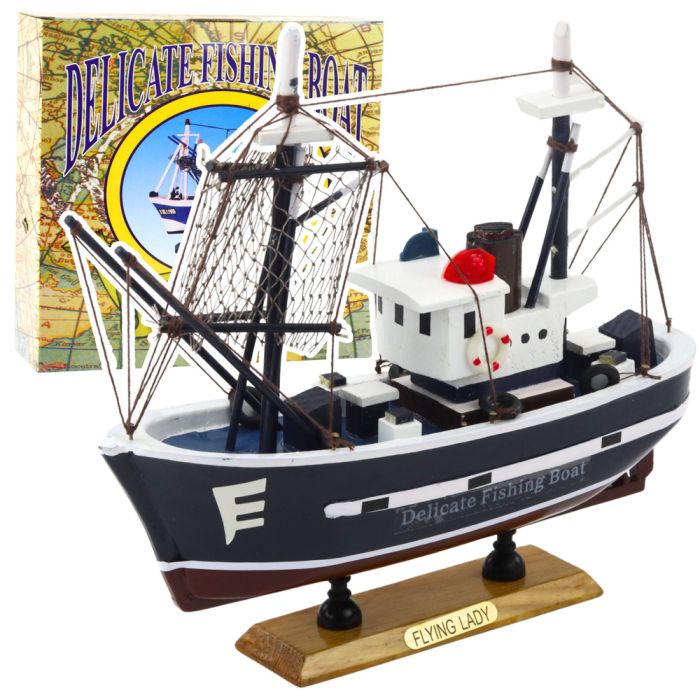 Modelo Decorativo de Barco de Pesca Flying Lady 24x23cm