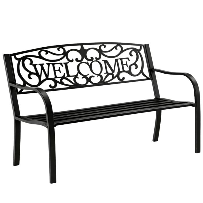 Banco de Jardín de Metal para 3 Personas WELCOME 127 cm Negro