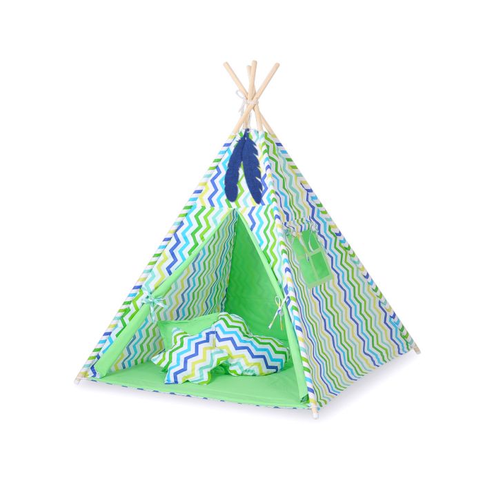 Tienda Tipi My Sweet Baby - Tienda Infantil Chevron Verde-Azul