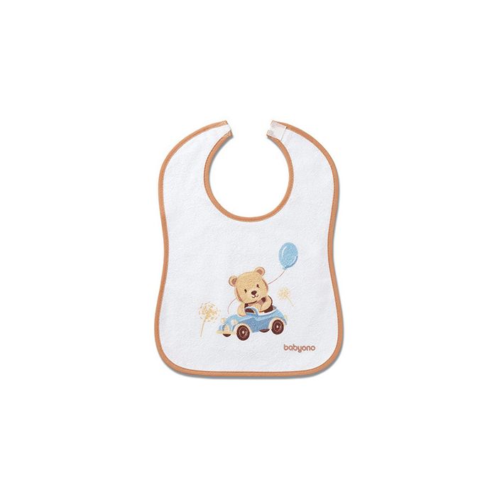 Babero de terry Babyono beige con respaldo impermeable