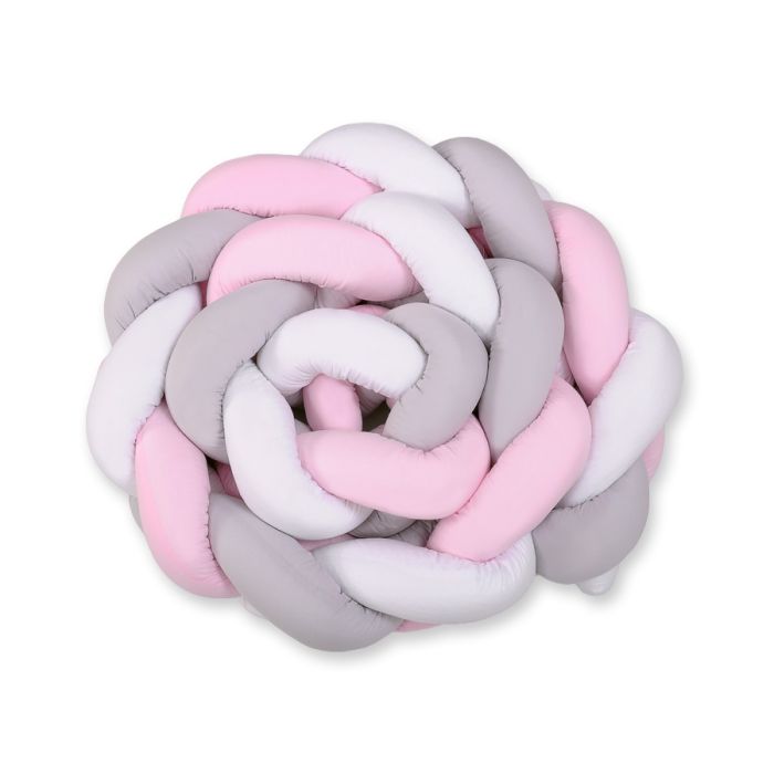 Protector de Cuna Knot Bumper XXL My Sweet Baby - Blanco, Gris y Rosa
