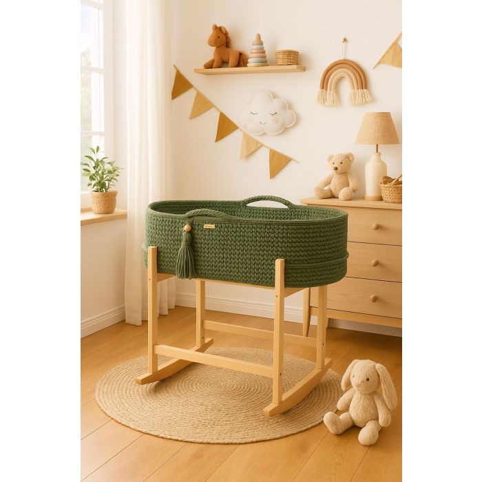 Set de Moisés Crochet con Patas Mecedora – Verde Pistacho