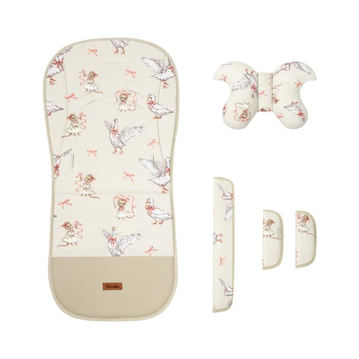 Set Deluxe Silla Paseo Muselina Oca y Ratón Cojín