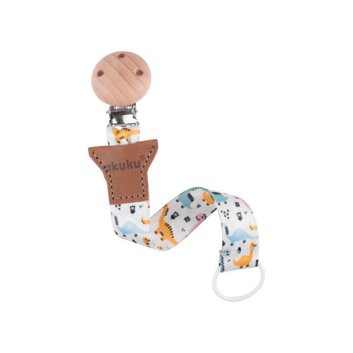 Bandolera para chupete con clip Dino Akuku