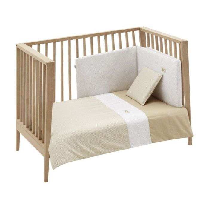 Jgo 2 Pcs.f.nordica Cuna 70 Vichy10 Beige 110x170x3 Cm - Cambrass