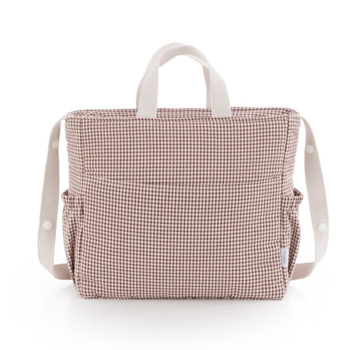 Bolso maternal Pack Taylor Cambrass color rosa vichy, vista frontal