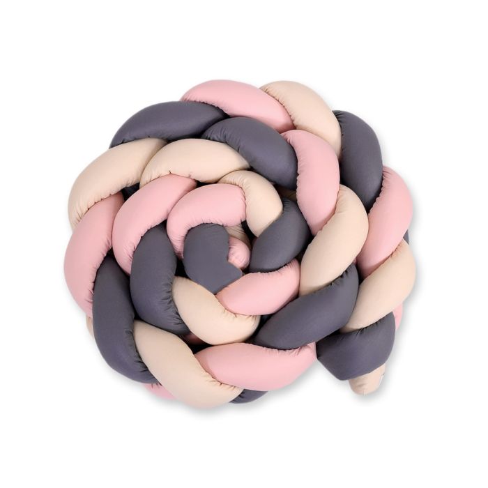 Knot Bumper XXL My Sweet Baby: Protector de Cuna Beige/Antracita/Rosa