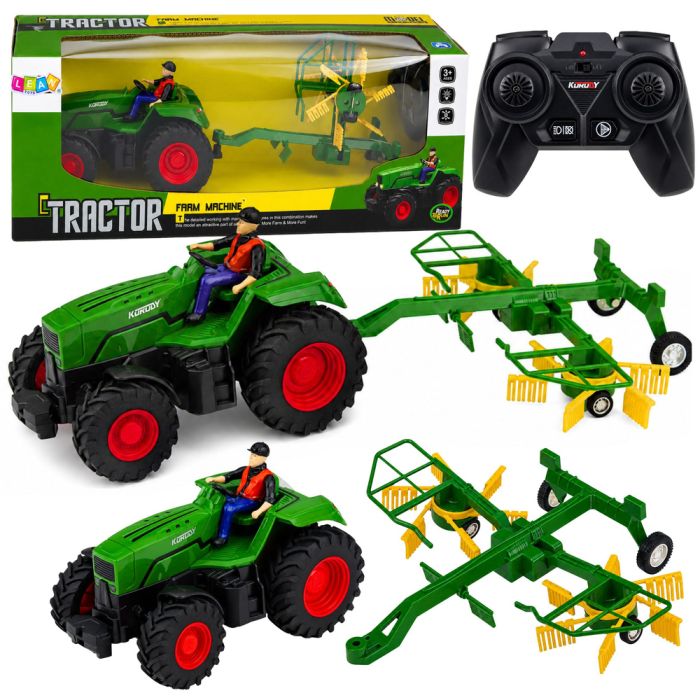 Tractor agrícola RC con rastrillo y luces LED de Lean toys
