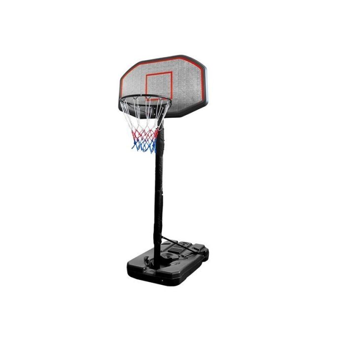 Set de baloncesto altura ajustable 200-305 cm, vista completa con tablero y aro