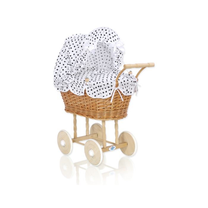 Carrito de Muñecas My Sweet Baby, Mimbre Natural con Ropa