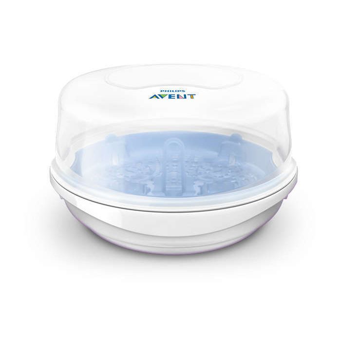 Esterilizador de vapor microondas Philips Avent en acción mostrando su capacidad.