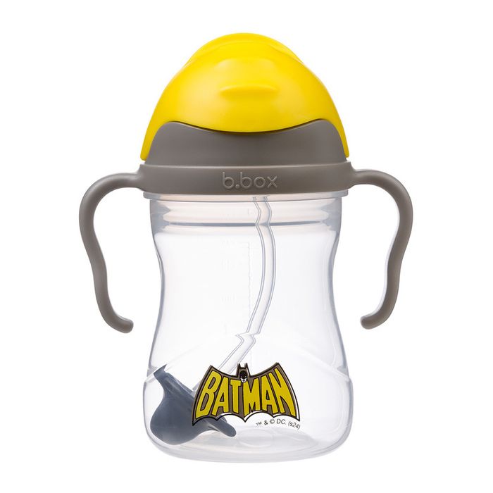 Botella B.box Batman en un ángulo destacando su diseño ligero.