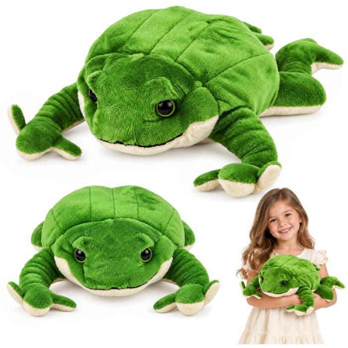Peluche rana grande verde de Lean Toys con textura suave