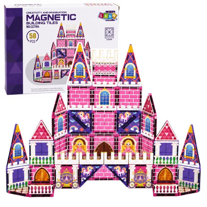 Bloques de Construcción Magnéticos Castillo de Princesa en color rosa