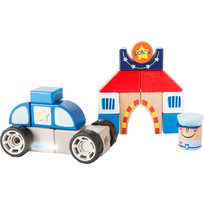 Set de construcción de madera Policia con Sonido 