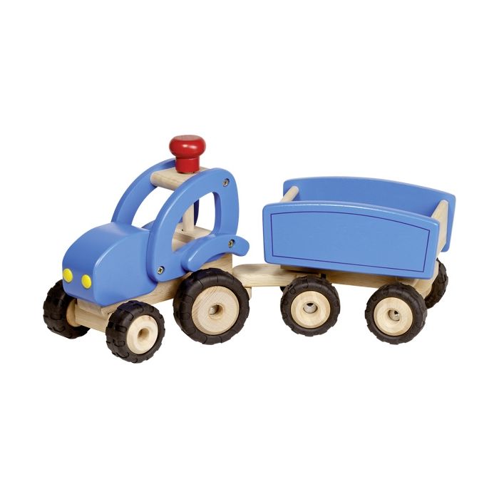 Tractor azul con remolque , Goki